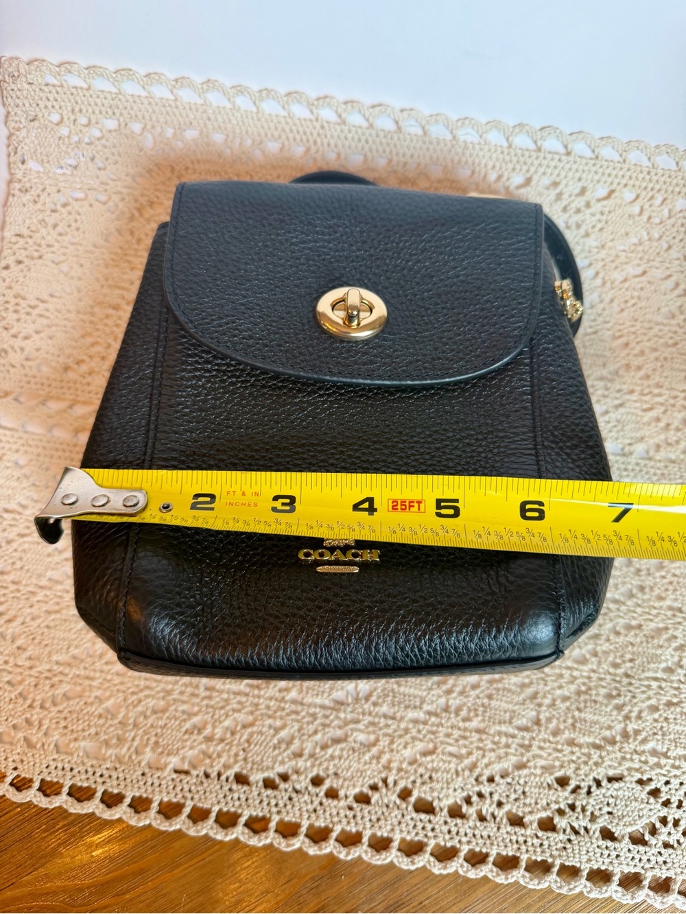 Coach Mini Convertible Backpack Black Pebble Leather Gold Chain C4223 - Picture 13 of 14